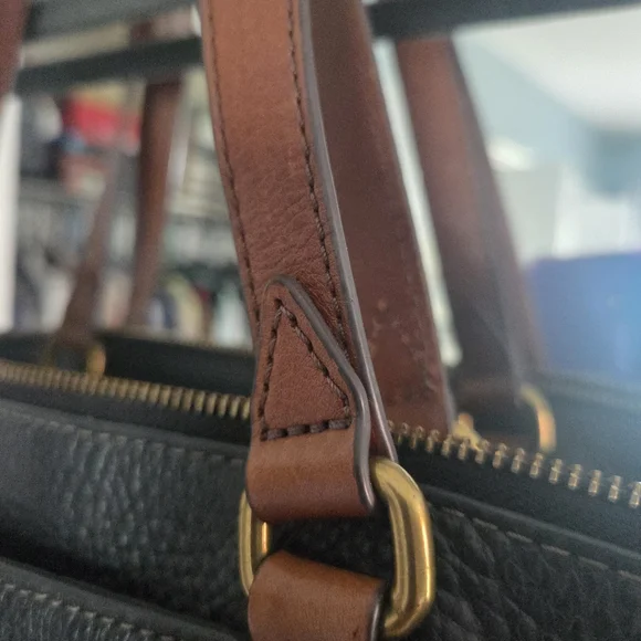 Fossil Black and Brown Leather Tote Bag - Picture 6 of 8